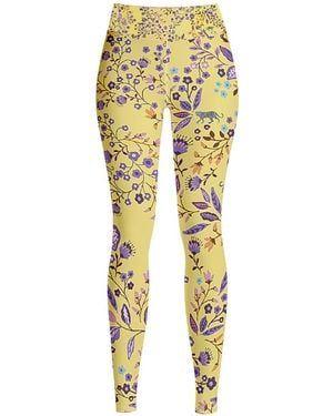 Jessie Zhao New York High Waist Yoga Leggings In Yellow Garden