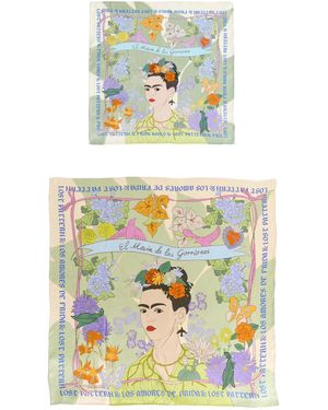 Lost Pattern Neutrals Frida X Lost Pattern Los Amores De Frida Silk Pocket Square & Large Silk Scarf Set - White