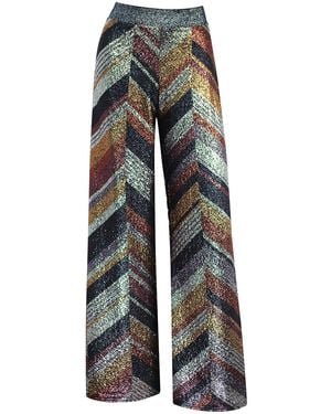 Me & Thee Kick Game Metallic Stripe Trousers - Grey