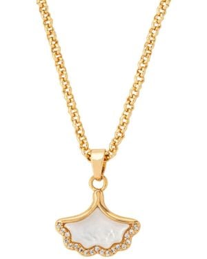 Uchi and Soto Gingko Pendant Necklace - Metallic