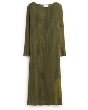 Thinking Mu Pleated Midi Myrtle Dress - Green