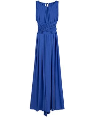 Nocturne Royal Sleeveless Maxi Dress With Waist Detail - Blue