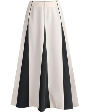 Paisie Neutrals Contrast Details Maxi Skirt - Multicolor