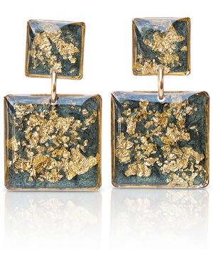 Kate Koel Statement Square & Earrings - Metallic