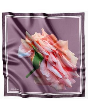Lamberty Munich Oversized Rose Italian Mulberry Silk Scarf - Purple