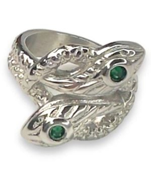 Jagged Halo Jewelry Twin Snake Ring - White