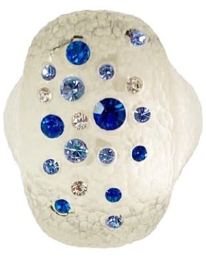 Gold & Honey Long Line Ring With Swarovski Crystals - Blue