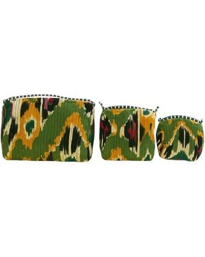 Conscious Yoga Collective Ikat Velvet Three Piece Travel Set - Green
