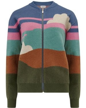 Sugarhill Solana Knitted Bomber Multi, Cloudy Hills - Green