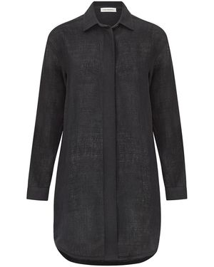 The Summer Edit Charly Luxe Linen Shirt Dress - Black