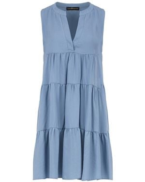 Conquista Sleeveless Light Colour A Line Dress - Blue