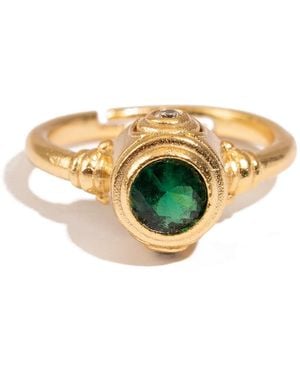 Ebru Jewelry Emerald Aura Adjustable Ring - White