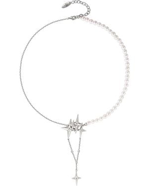 Retro Chic Starry Necklace - White