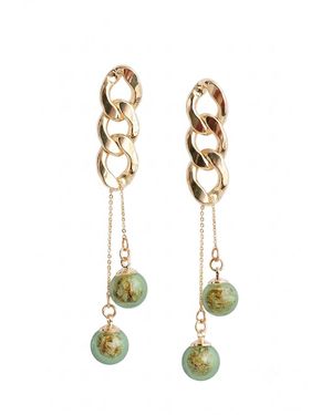 Paisie Double Sphere Chain Earrings - Metallic