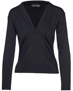 Conquista Long Sleeve Faux Wrap Top - Blue