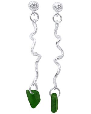 Glassy Palmebølge Earrings Steel - Green