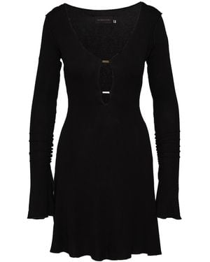 Mandragora Viscose Dress With Neckline And Decorative Details – Chloe - Black