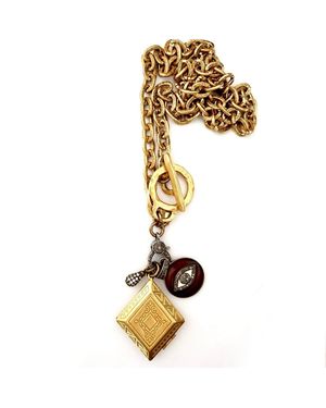 Persia Dona Jewelry Vintage Charm Mixed Metal Necklace - Metallic