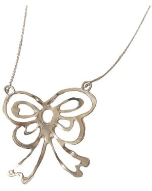 Lily Flo Jewellery Large Bow Necklace - Metallic