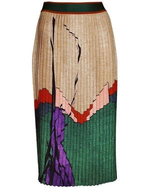 Lalipop Design Pleated Midi Skirt - Green