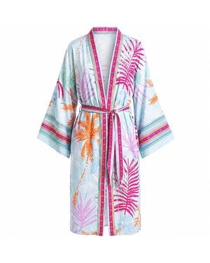 LOVEIST STORE Palma Silky Satin Kimono - Multicolor
