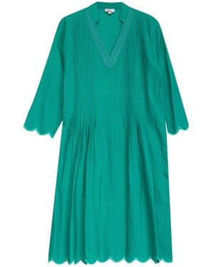 Niza Long Flowing Sleeveless Dress With Tiered Ruffle - Green