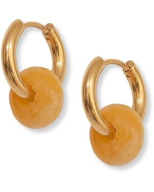 A Weathered Penny Jade Agate Hoops - Metallic