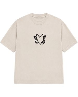 X Ilona Blue Neutrals Heart With Wings Apricot Vintage Washed Cotton Tee - Natural