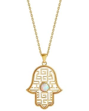 Karma and Luck Protective Light Opal Hamsa Necklace - Metallic