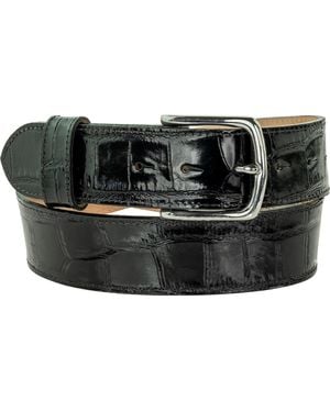 Peachy Belts Ltd Croc Print Belt With Buckle - Black
