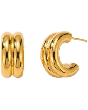 Elk & Bloom Double C 14K Huggie Hoops - Metallic