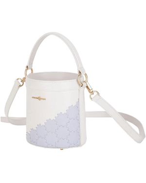 Orange Cube Quilted Impressions Bucket Bag - White