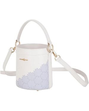 Orange Cube Quilted Impressions Bucket Bag - White
