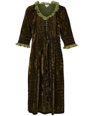 At Last Silk Velvet Karen Dress - Green