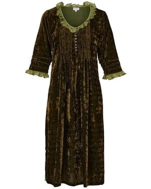 At Last Silk Velvet Karen Dress - Green