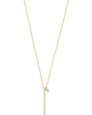 Esterah Vertical Bar Necklace With Cz Charm - Metallic