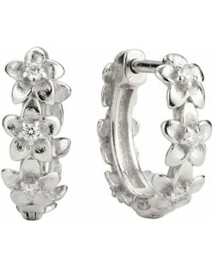 Dainty London Dainty Sterling Flower Huggie Hoops - Metallic