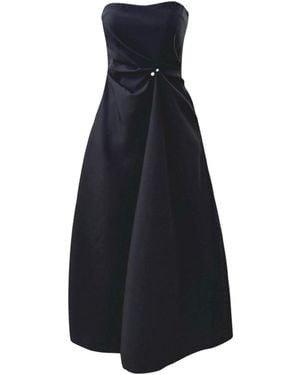 London Atelier Byproduct Strapless Dress With Asymmetrical Folds And Pearl Detail - Blue