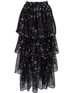 Jennafer Grace Amethyst Stars Tiered Maxi Skirt - Black