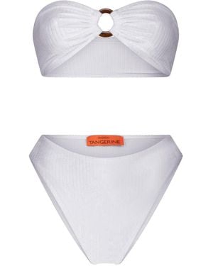 Maison Tangerine Santorini Velvet Swimsuit Bikini - White