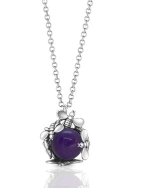 Unaloe Sterling Queen Necklace With Natural Amethyst – Gemstone Statement Jewelry For - White