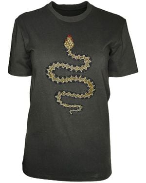 Any Old Iron Beaded Metallic Snaketacular T-Shirt - Black