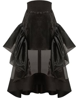 Tia Dorraine Hypnotic Glow Sheer Organza Midi Skirt - Black