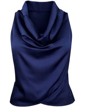Lumina Eligma Cascade Silk Cowl Top - Blue