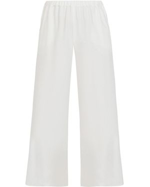 Avenue 8 High Waist Silk Trousers - White