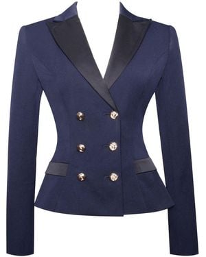 Miss Circle New York Nasia Double Breast Backless Blazer - Blue