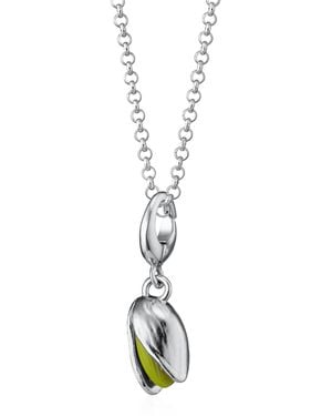 Lily Charmed Sterling Pistachio Charm Necklace - Metallic