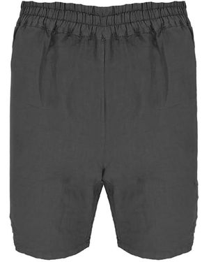 Haris Cotton Linen Bermuda Shorts With Back Pockets And Elastic Waist - Grey