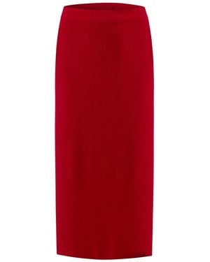 Helen Mcalinden Rhea Ribbed Ruby Cashmere Skirt - Red