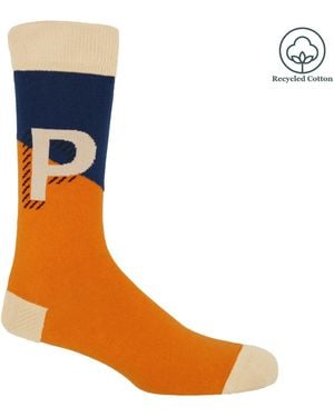 Peper Harow - Made in England Alphabet Socks – P - Orange